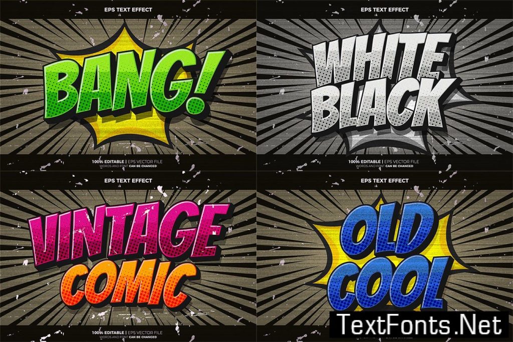Old Vintage Retro Comic Cartoon Text effect G73554W