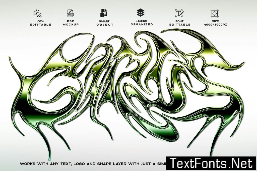 Y2k Gradient Reflect Steel – Editable Text Effect NBGT2EL