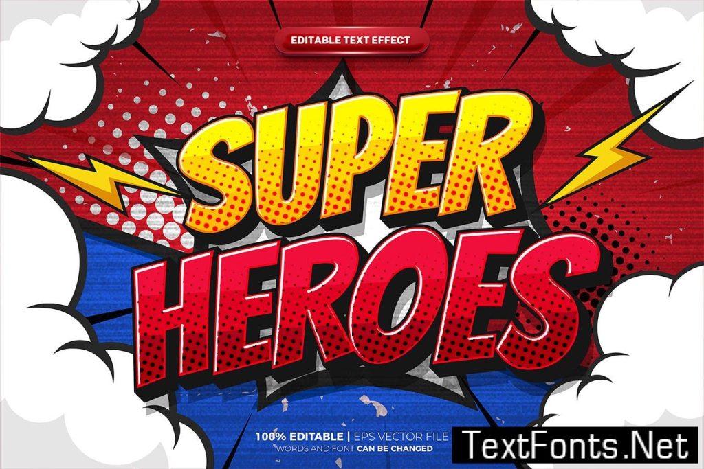 Super Heroes Cartoon Comic Text Effect MVDMNNT