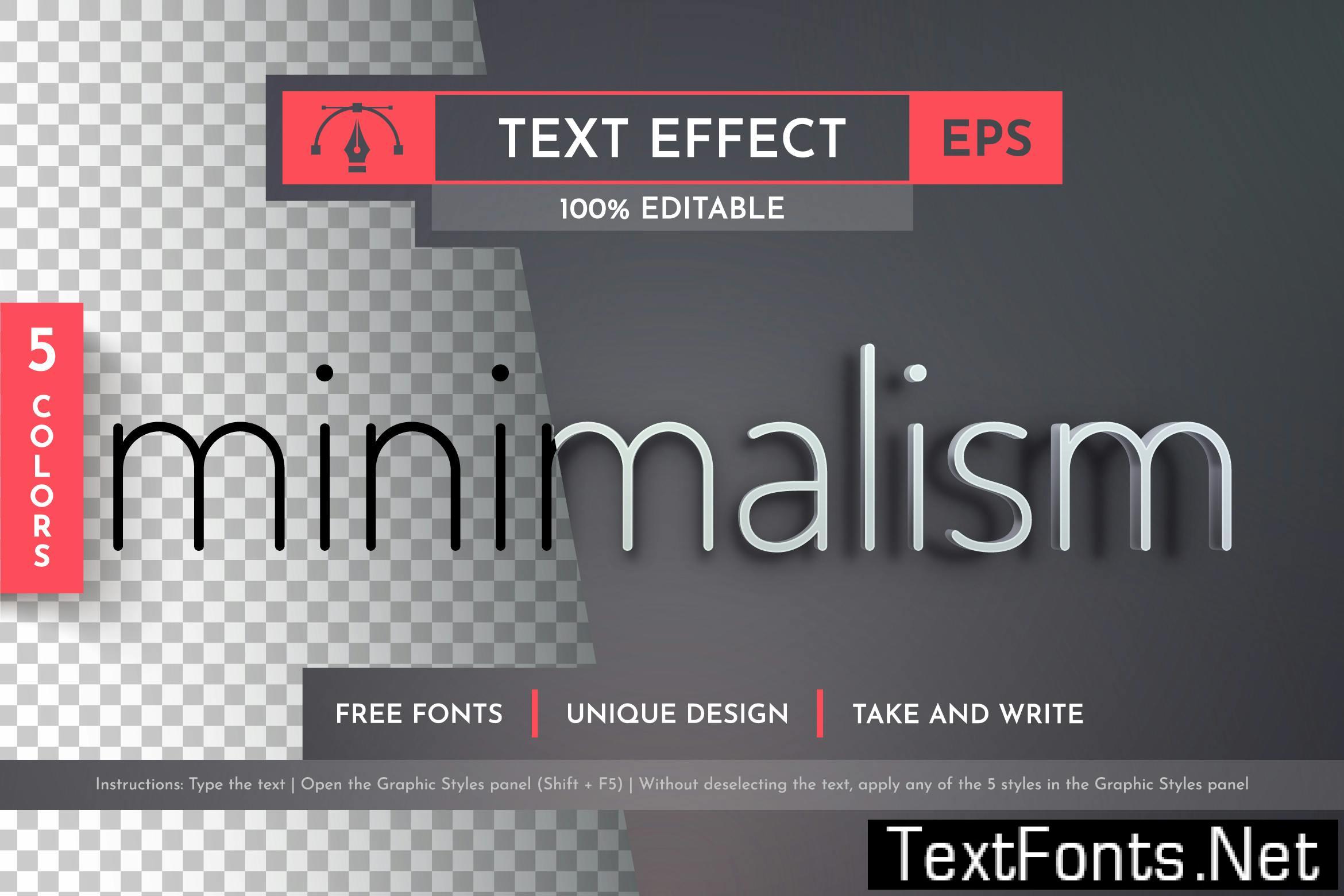 Minimalism Editable Text Effects, Graphic Styles UW2F2ER