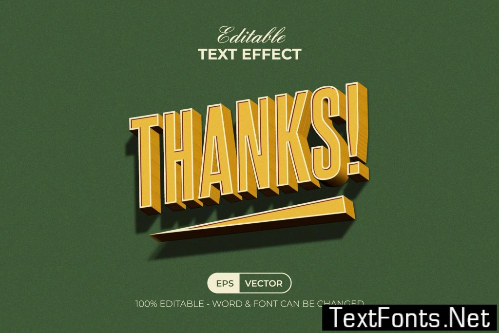 Thanks Yellow Text Effect 3D Vintage Style 9CYSVYZ