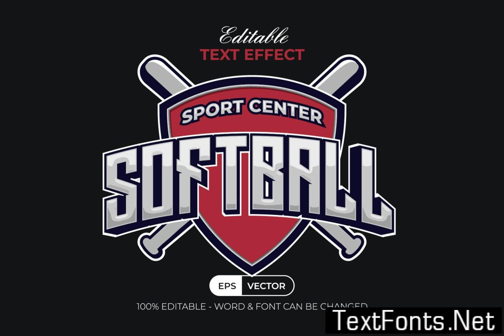 Softball Text Effect Curved Style T5VJ9X7