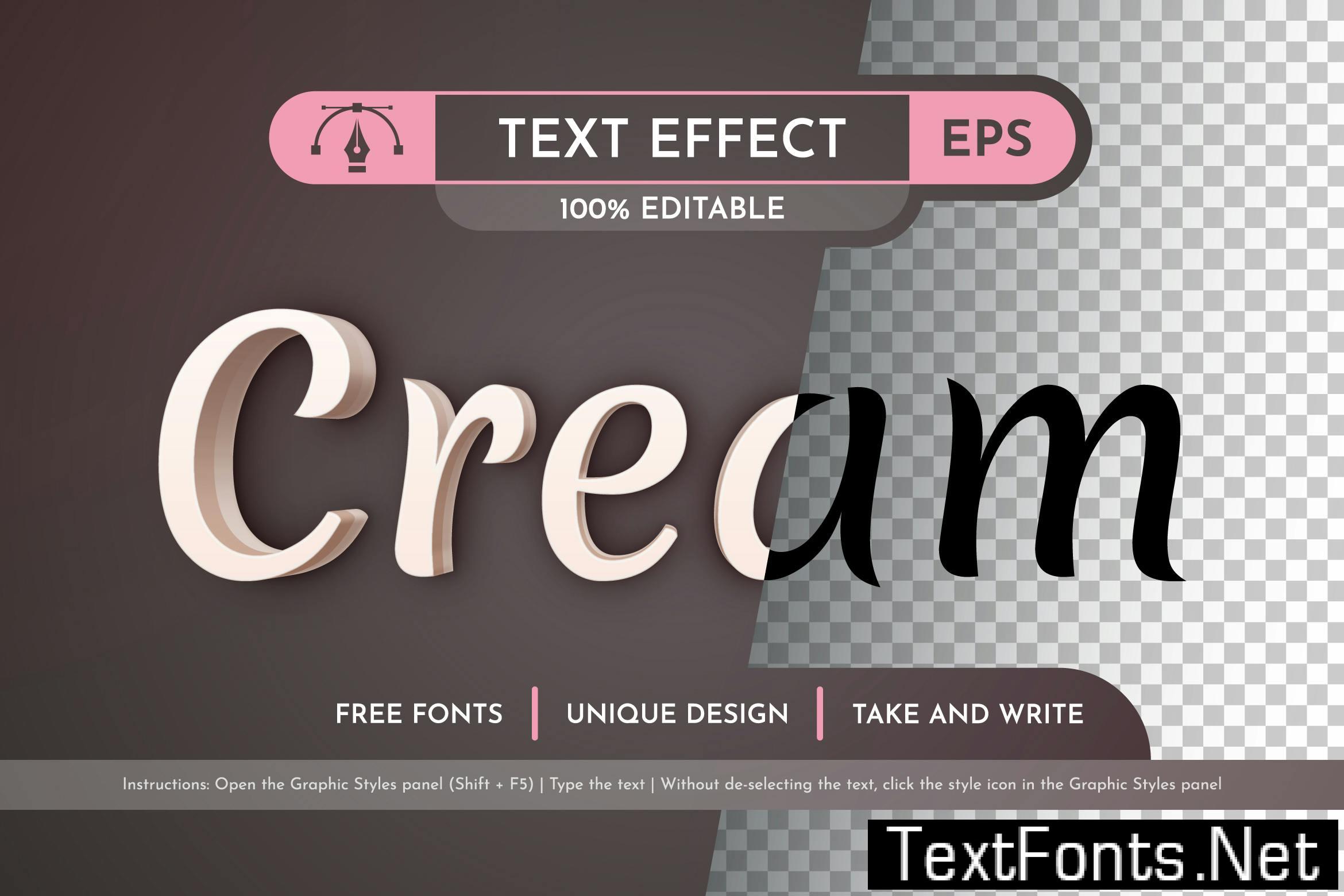 Cream Editable Text Effect, Graphic Style CNLD4JD