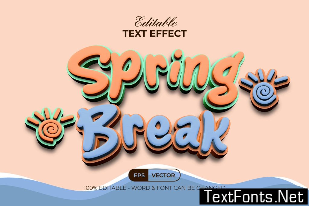 Spring Break Text Effect Soft Style LE6DH4V