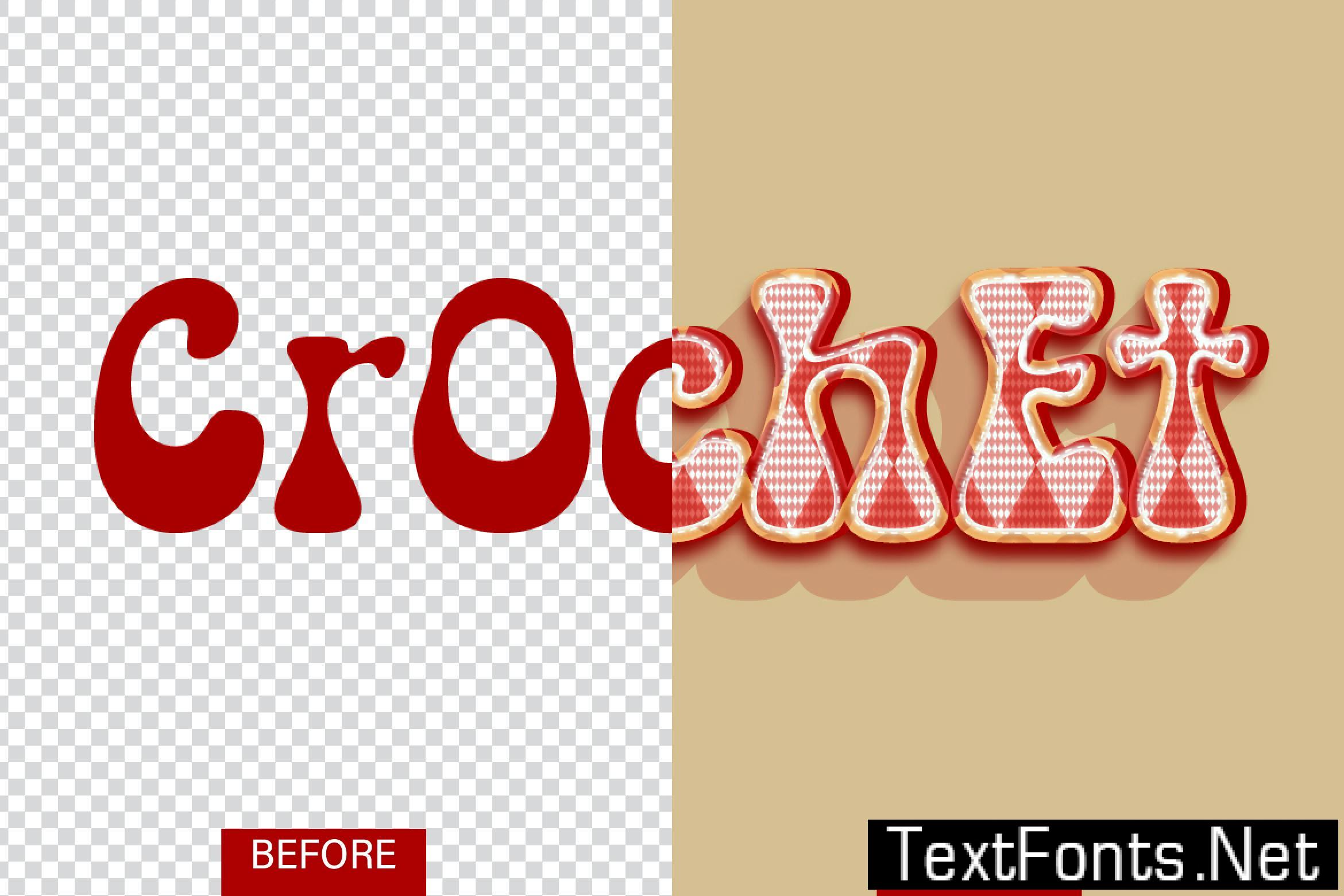 Red Crochet with Caro Pattern Text Effect S5DFTTP