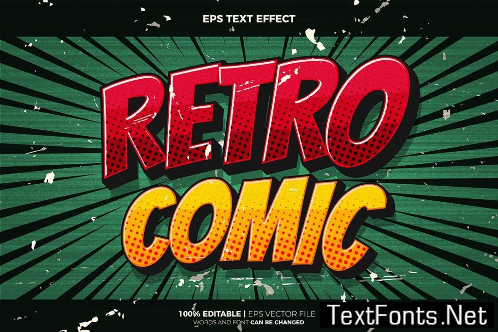 Retro Vintage Comic Cartoon Hero Text Effect QNQ8K2Z
