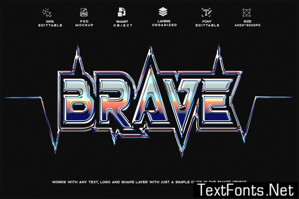 Y2K Reflective Text Effect Psd Template GW8T2ML