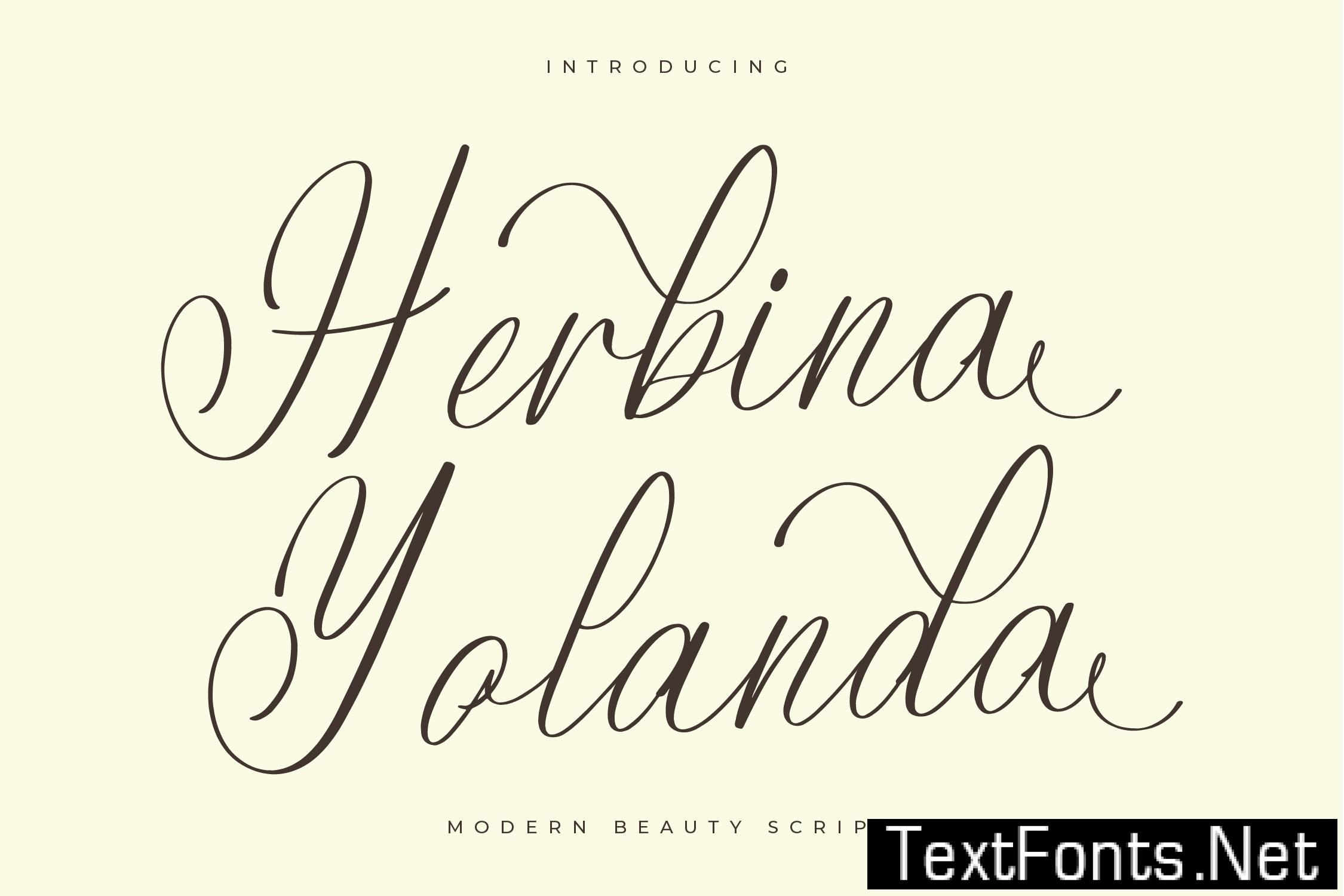Herbina Yolanda Modern Script MTQLWGN