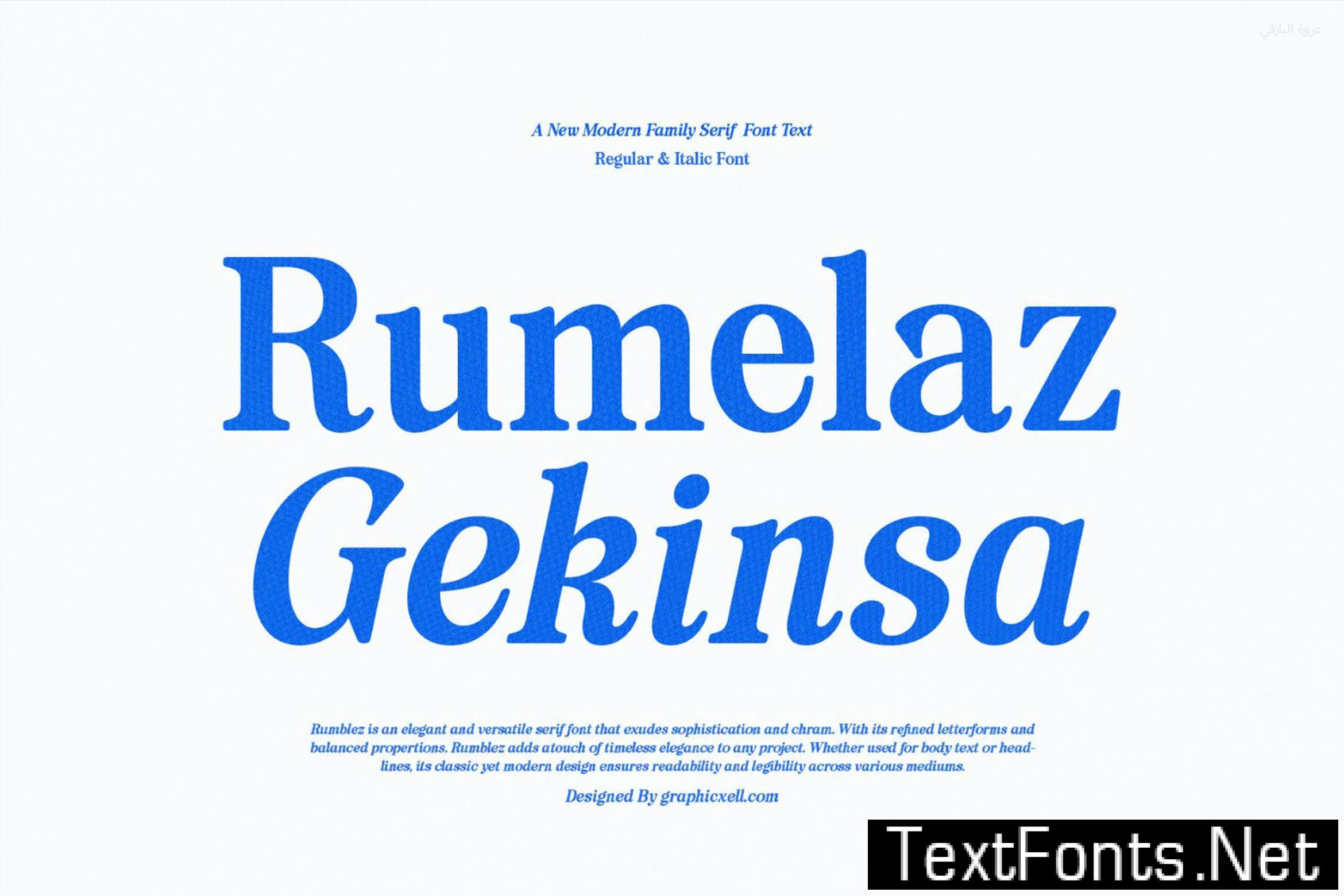 Rumelaz Gekinsa Family Serif Font Text FPP288M