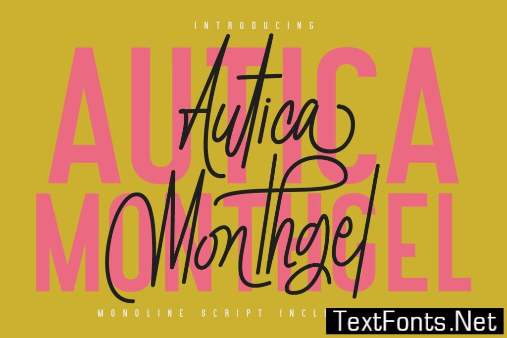 Autica Monthgel Monoline Script Sans Font Duo RSVGAB3