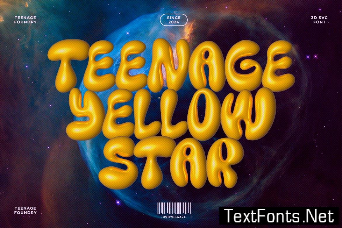 Teenage Yellow Star – 3D SVG Font 5U9B4KT