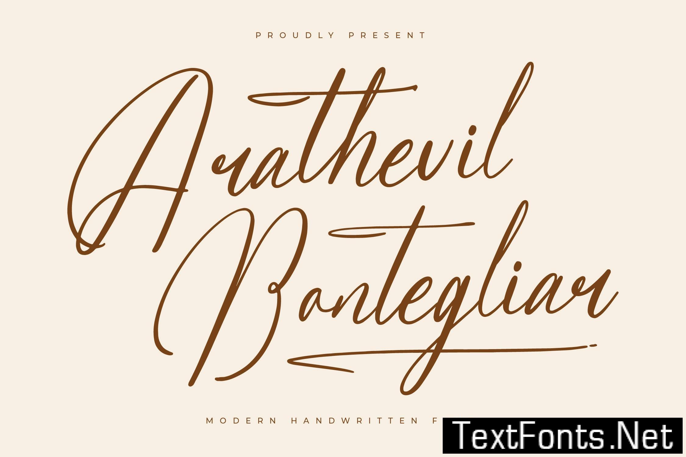 Arathevil Bontegliar Modern Handwritten Font VHTE87R