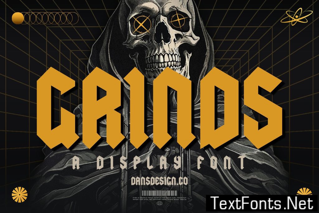 Grind Modern Blackletter Metal Display Font 6VDGLQ7