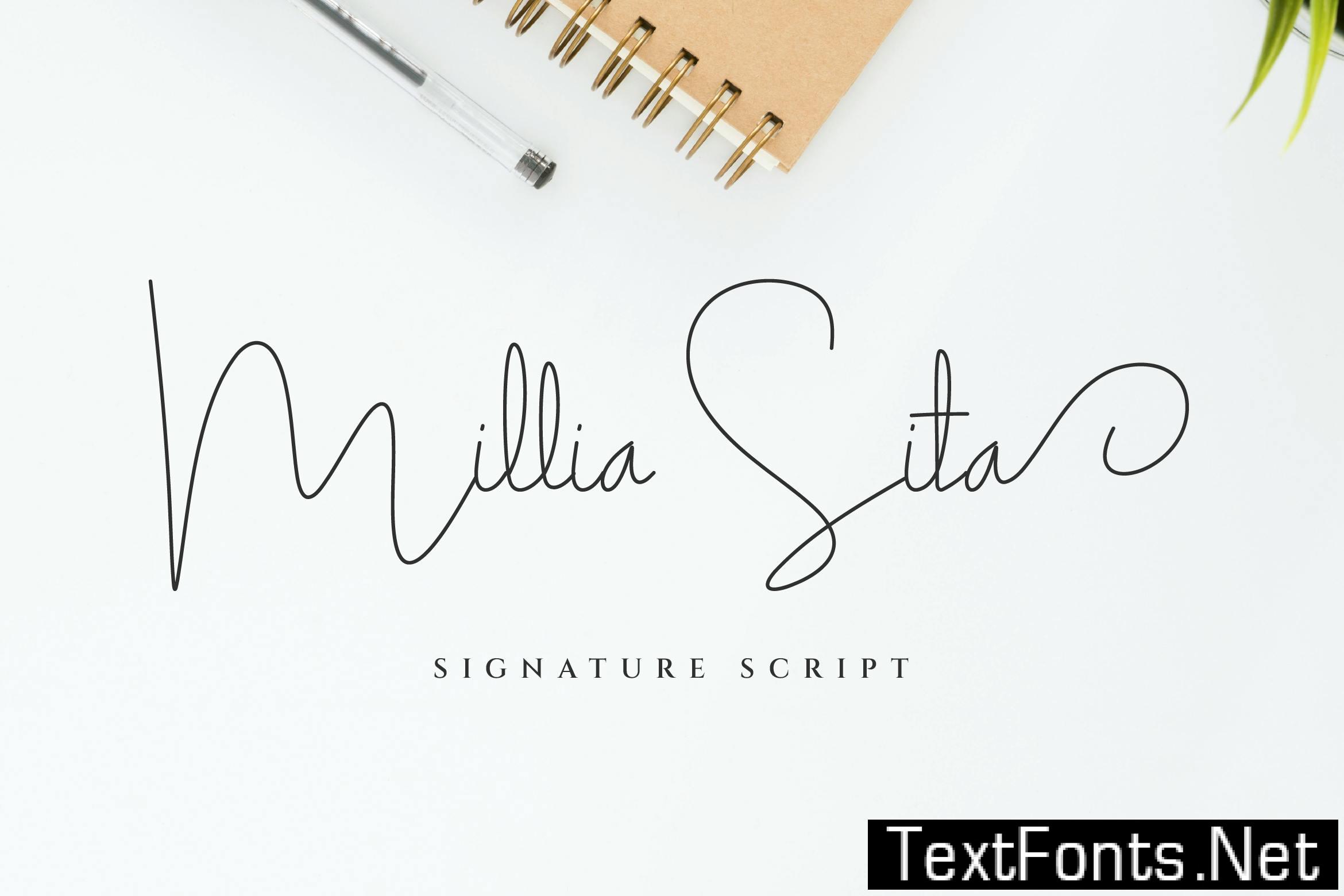 Millia Sita Signature Script Font XLJRH4N