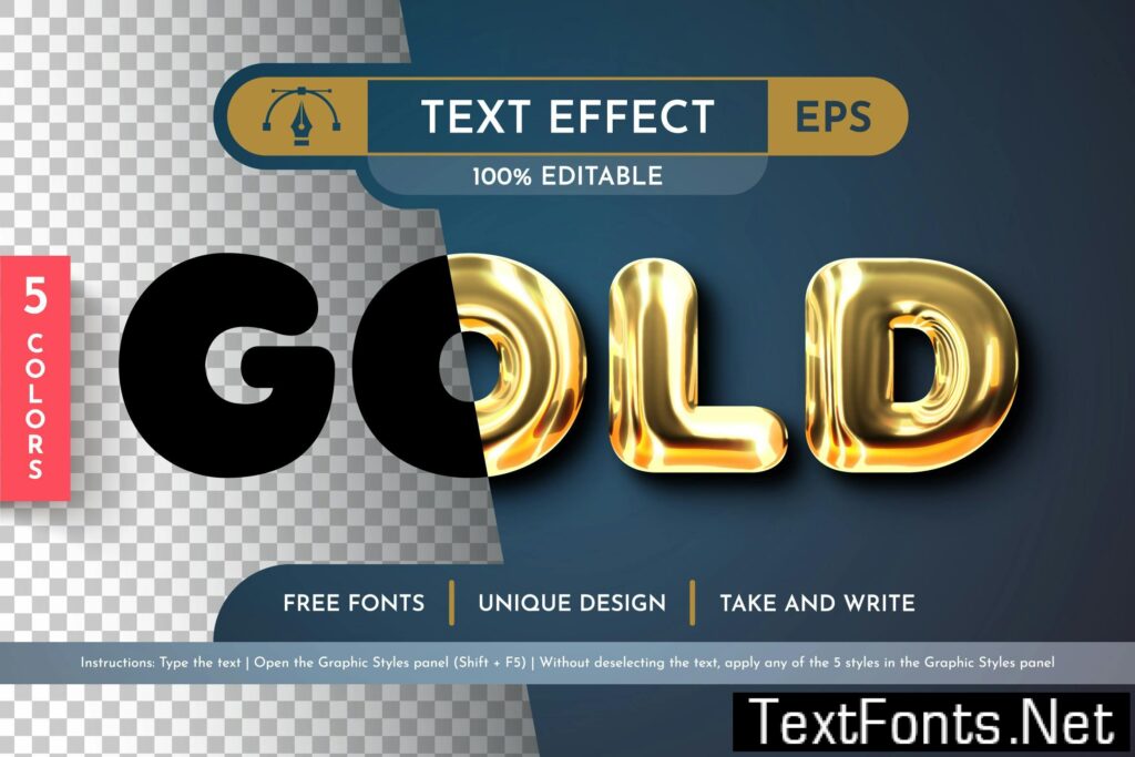 5 Metal Editable Text Effects, Graphic Styles 5RV28PN