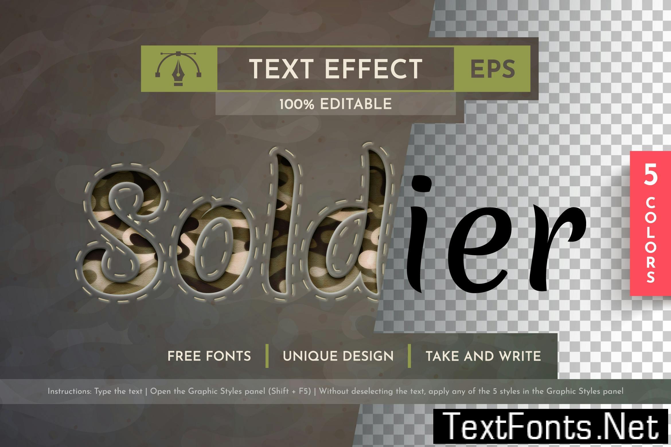 5 Soldier Editable Text Effects, Graphic Styles RJBPJM5