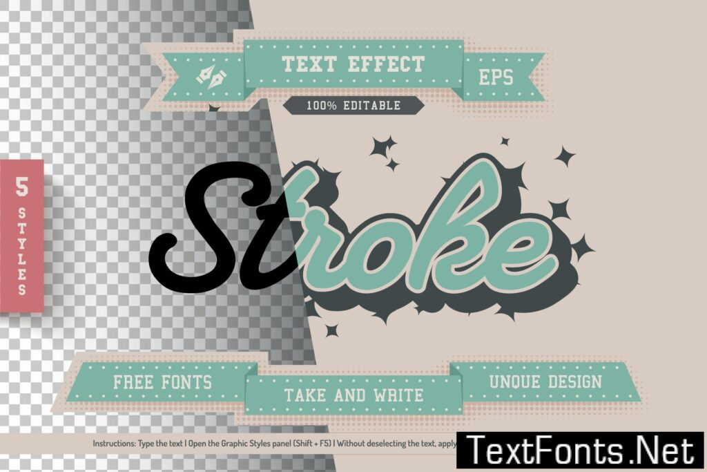 5 Retro Editable Text Effects, Graphic Styles PRLQAVP