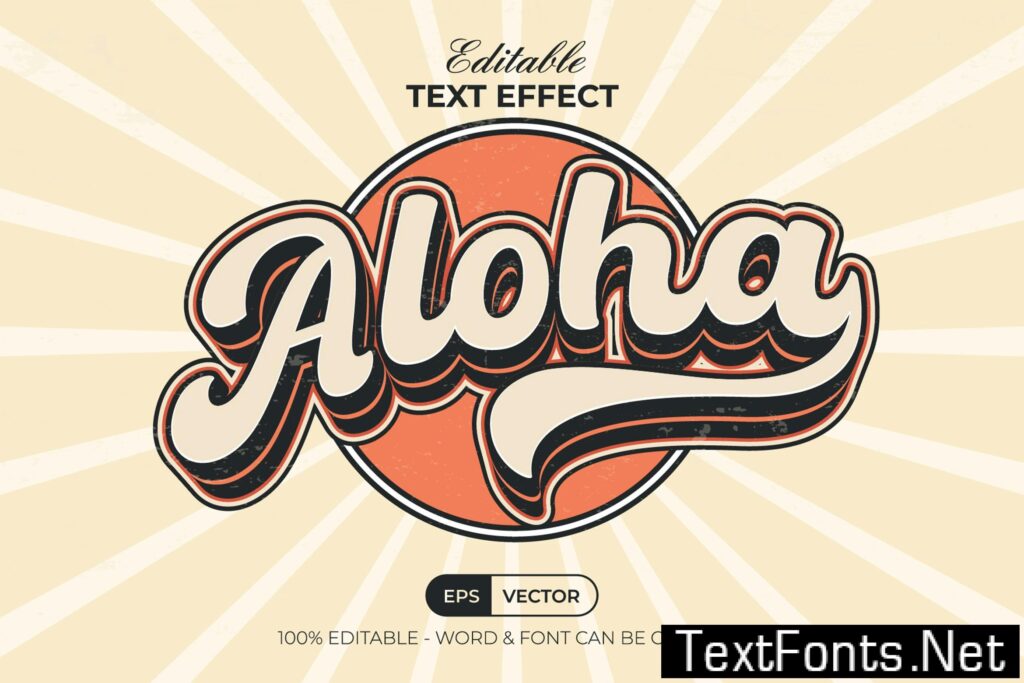 Aloha Text Effect Retro Style TMR4UT3