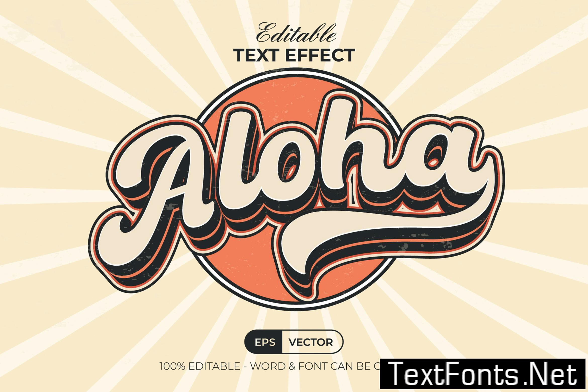 Aloha Text Effect Retro Style TMR4UT3
