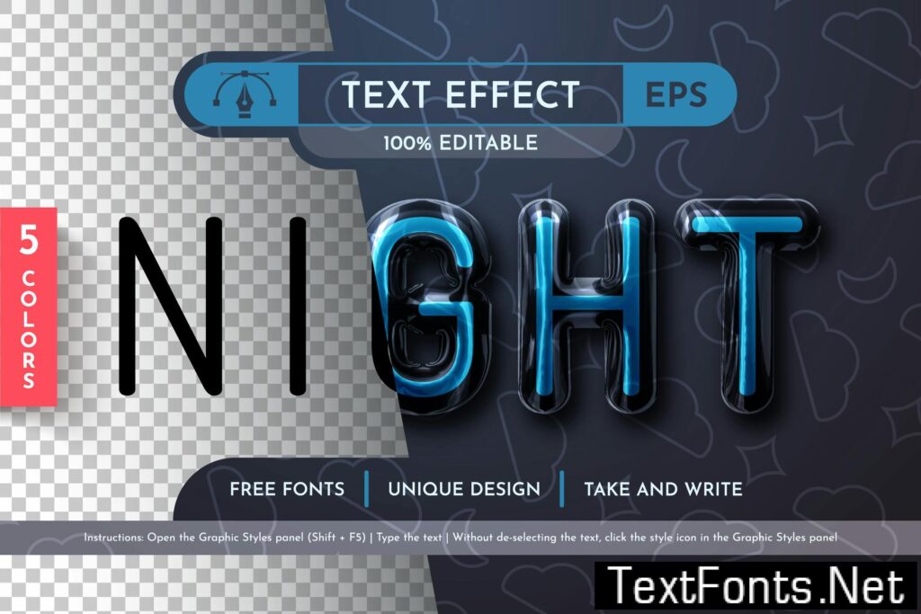 5 Night Glass Editable Text Effects PHWZKFC