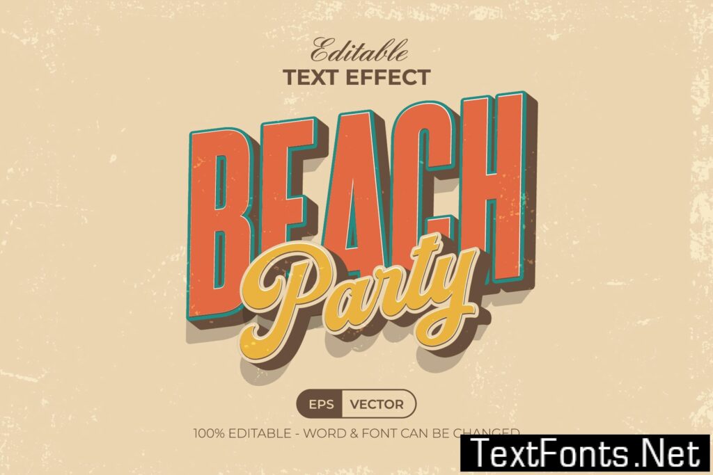 Beach Party Text Effect Vintage Style XZXD252