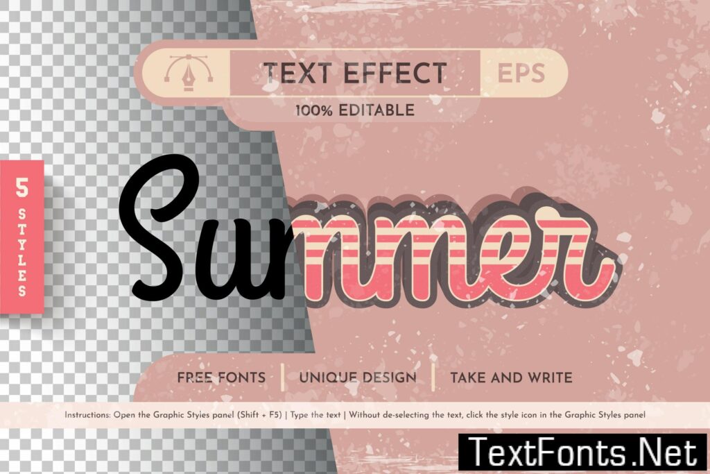 5 Retro Summer Editable Text Effects 9TSD6U6