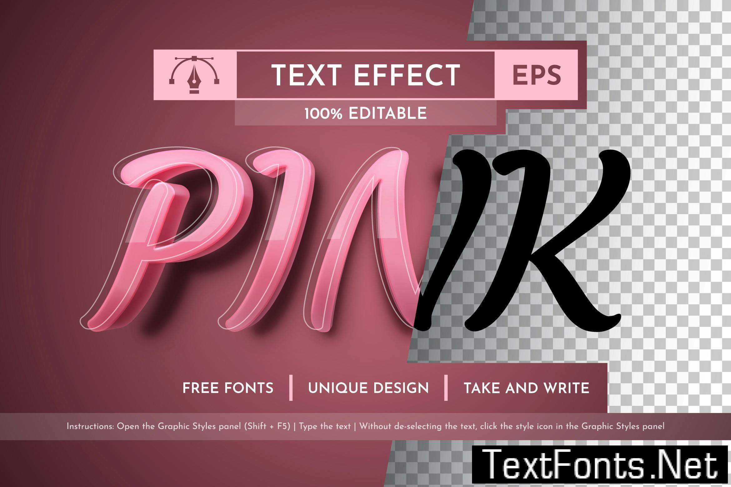 Pink Editable Text Effect, Graphic Style V2MSM8A