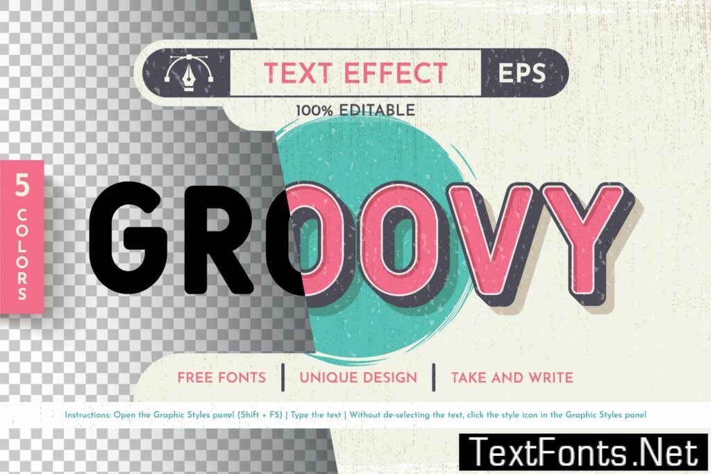 5 Groovy Editable Text Effects, Graphic Styles RG8MLCX