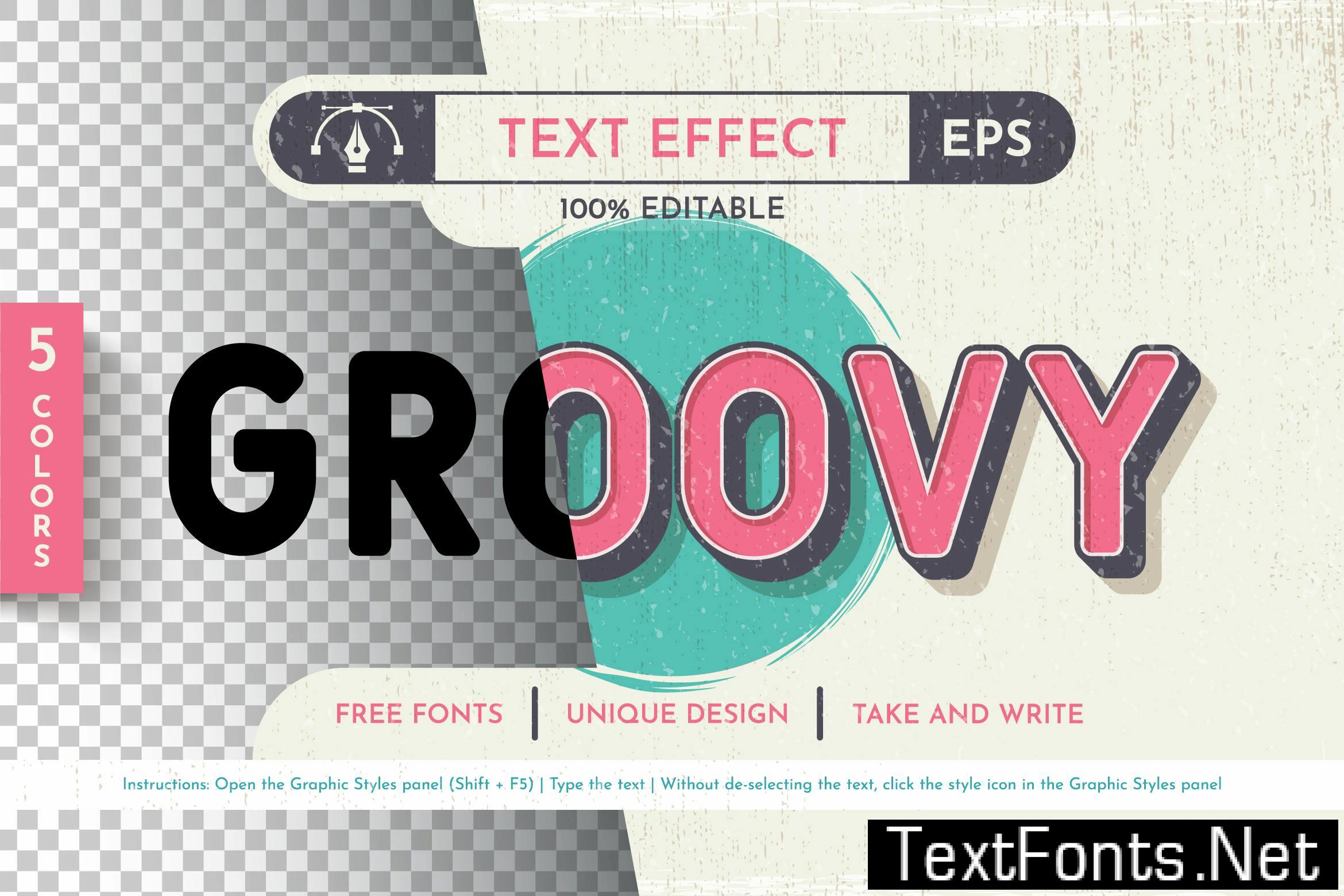 5 Groovy Editable Text Effects, Graphic Styles RG8MLCX