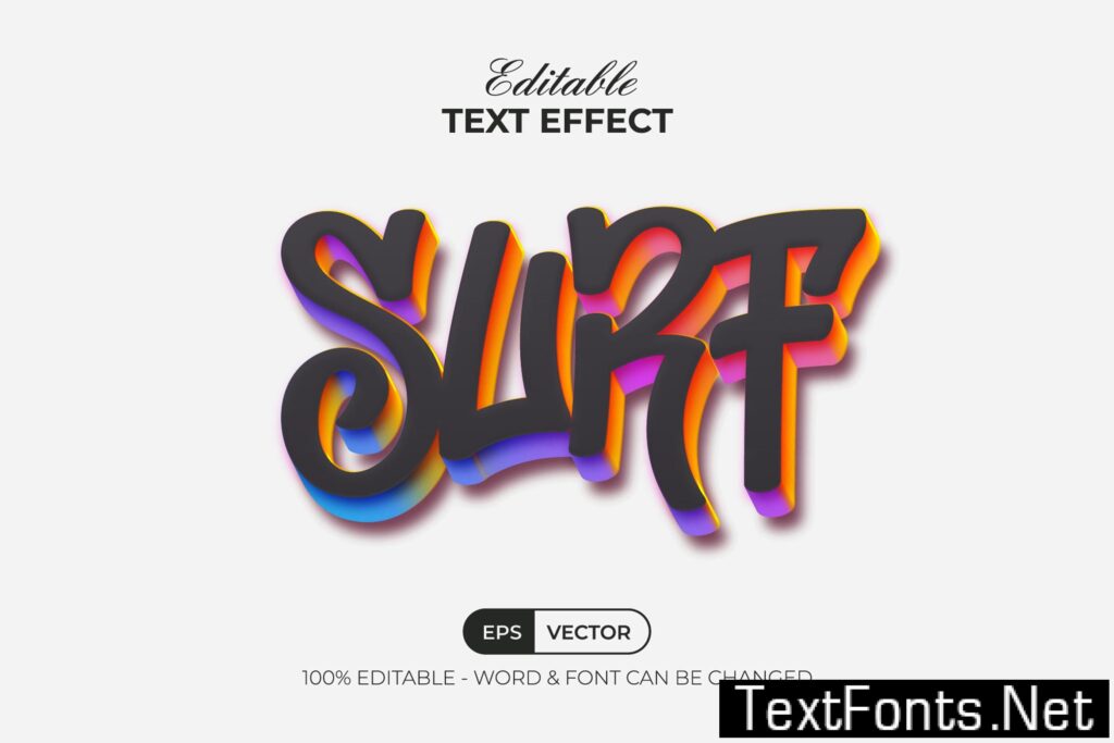 Surf Text Effect Colorful Style 2BCN3RH