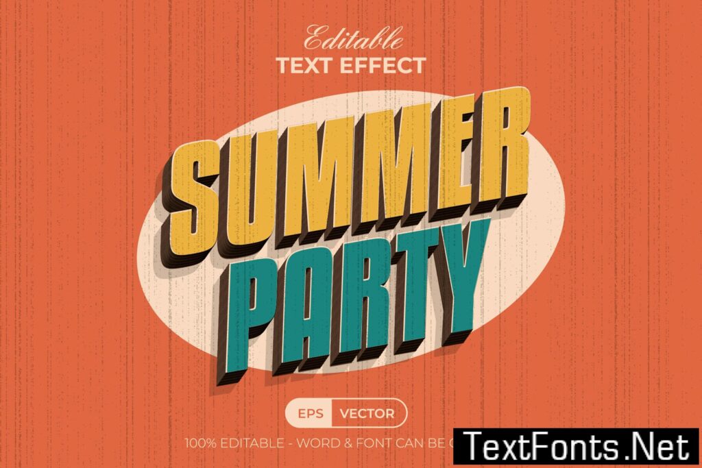 Summer Party Text Effect Vintage Style 8JU5XG2