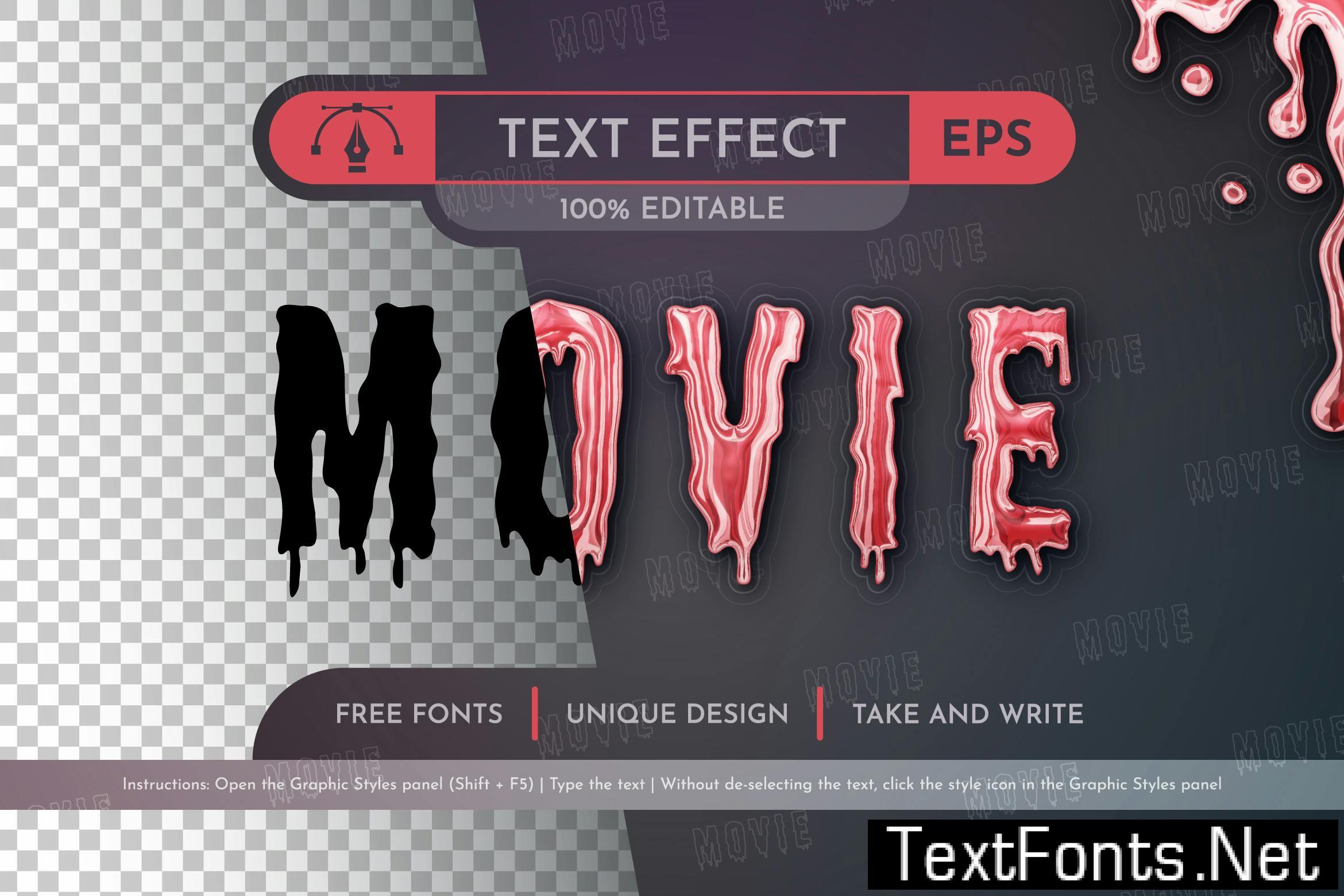 Blood Movie Editable Text Effect, Graphic Style V8ZYNYX