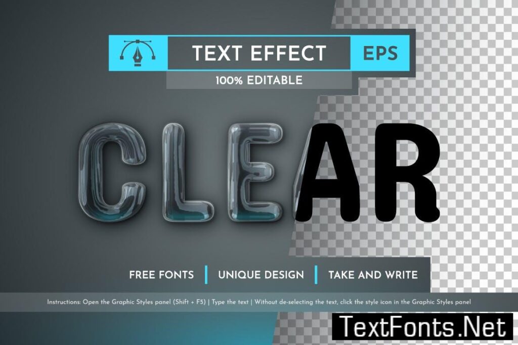 Clear Editable Text Effect, Graphic Style P44RYWK