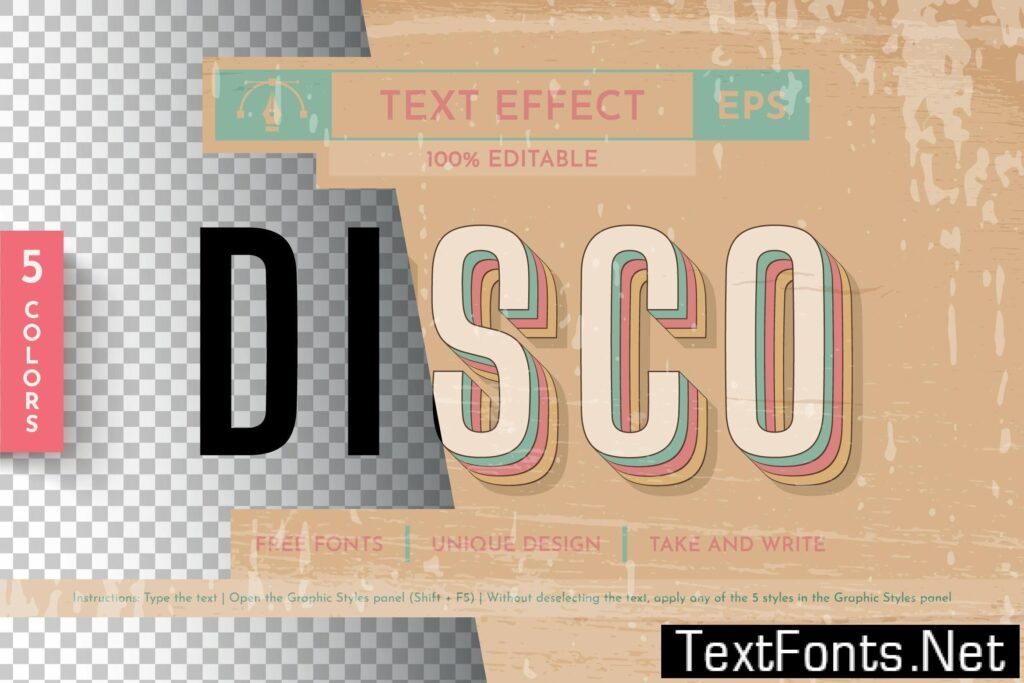 5 Music 80s Editable Text Effects, Graphic Styles NRPABLV