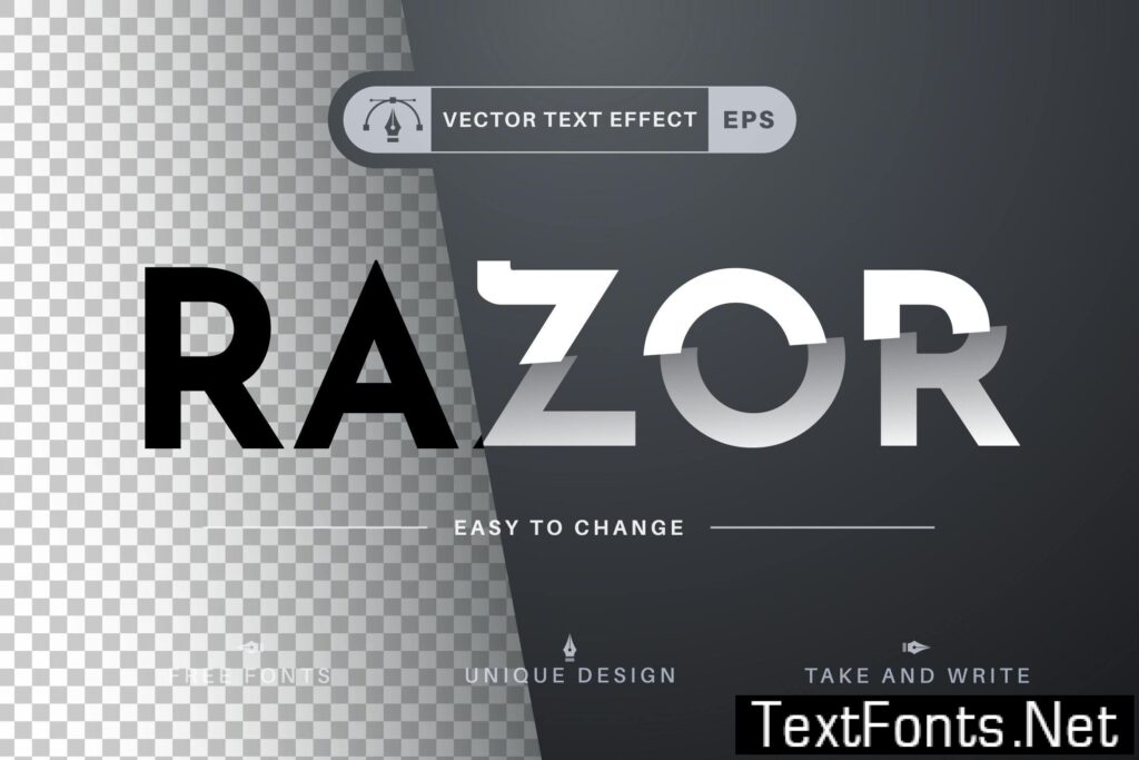 Razor – Editable Text Effect, Font Style 3EQGHTA
