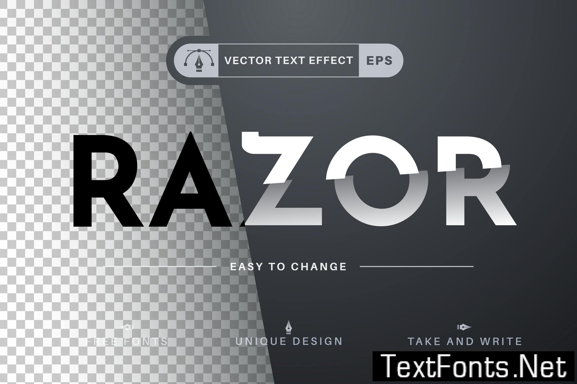 Razor – Editable Text Effect, Font Style 3EQGHTA