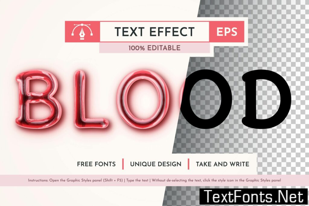 White Blood Editable Text Effect, Graphic Style JCQNVPZ