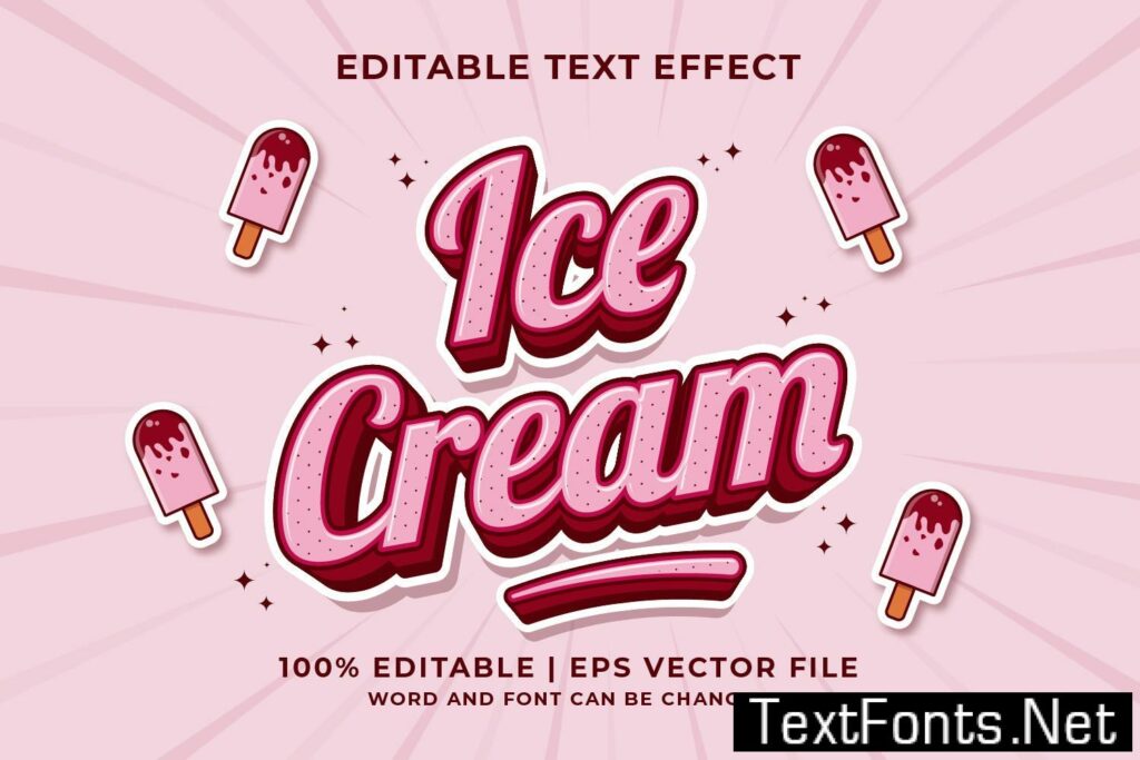 Ice Cream Vector Editable Text Effect YGCFZES