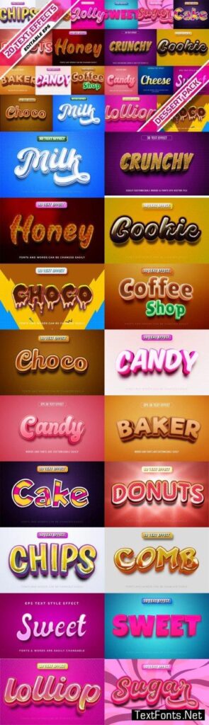 20 Desserts Text Effect Style Bundle