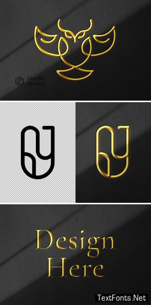 Gold Engraved Metallic Text And Logo Mockup