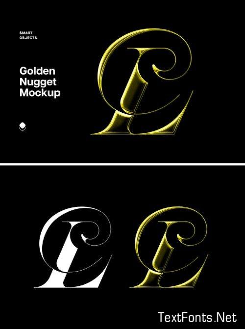 Golden Shiny Chrome Text And Logo Effect Mockup