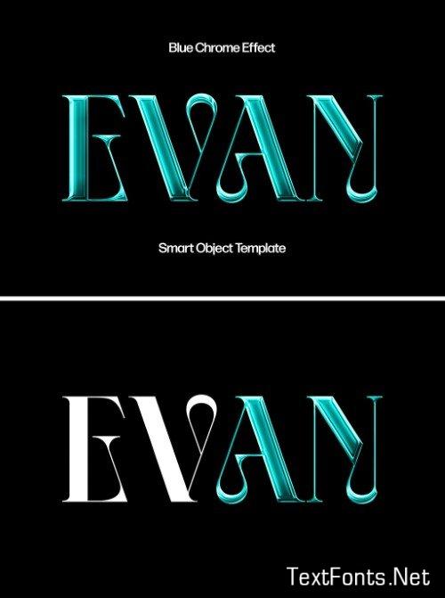 Blue Shiny Chrome Text And Logo Effect Mockup