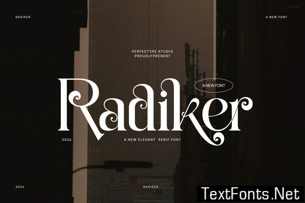 Radiker Elegant Ligature Serif Font Typeface W8M8N2Q
