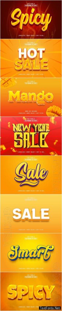 8 Psd style text effect editable set vol 54