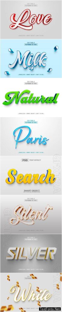 8 Psd style text effect editable set vol 68