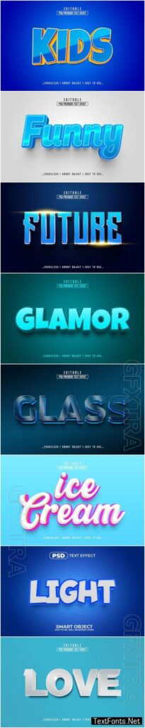 8 Psd style text effect editable set vol 63