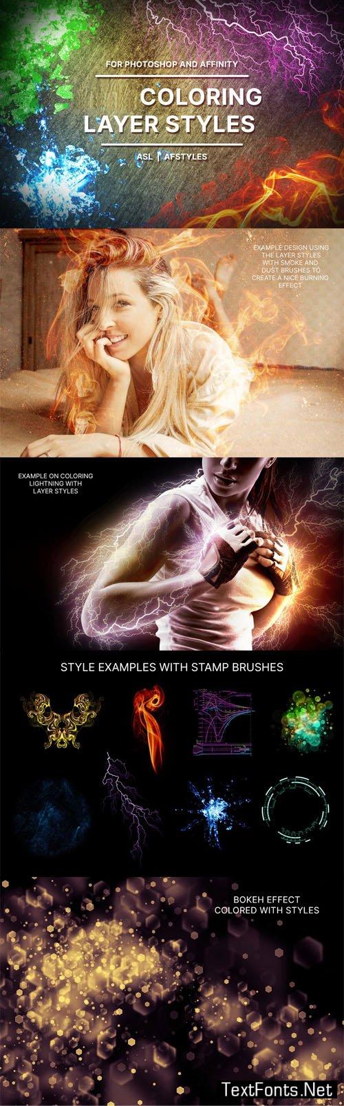 Brush Coloring Layer Styles for Photoshop & Affinity