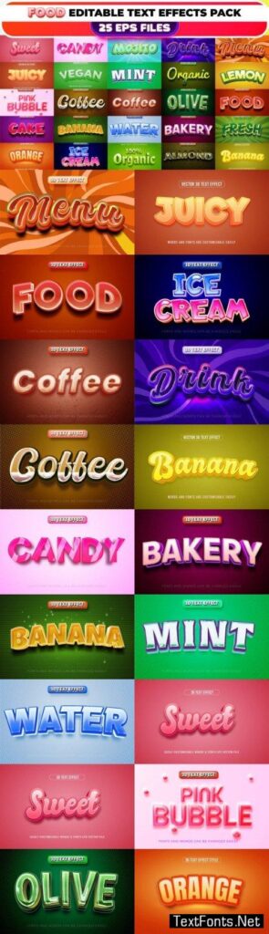 25 Food Editable Text Effect Bundle