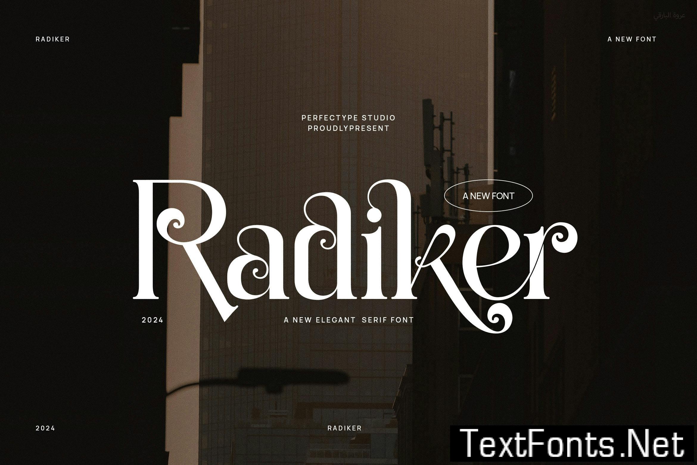 Radiker Elegant Ligature Serif Font Typeface W8M8N2Q