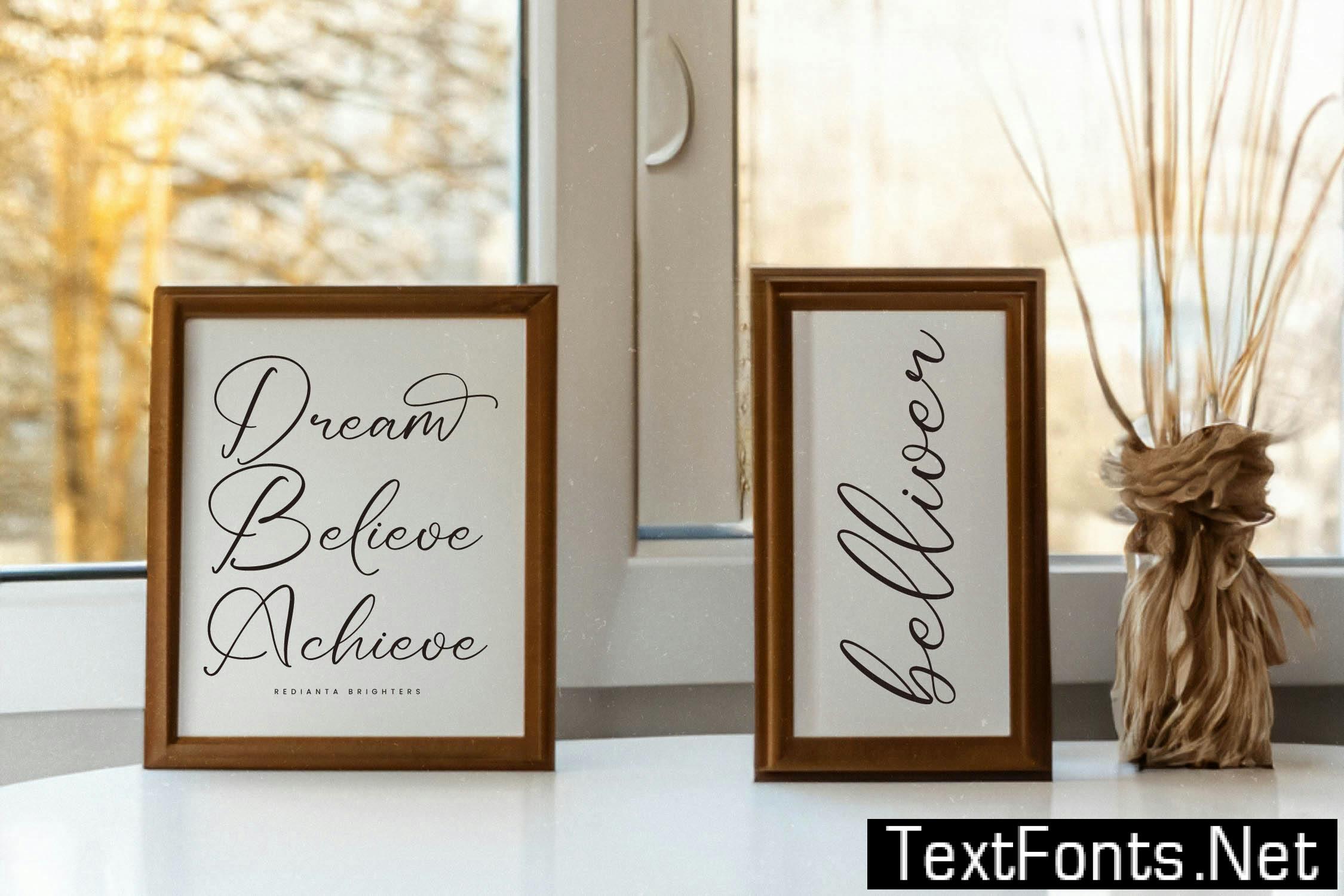 Redianta Brighters Calligraphy Font NWS4V72